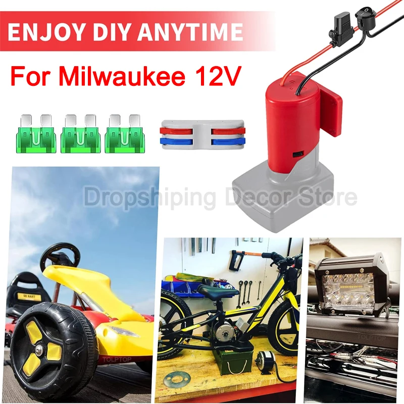 Imagem -05 - Power Wheels Adaptador de Bateria para Milwaukee 12v Li-ion Adaptador de Bateria Kit Conversor com Fio de 12 Calibres