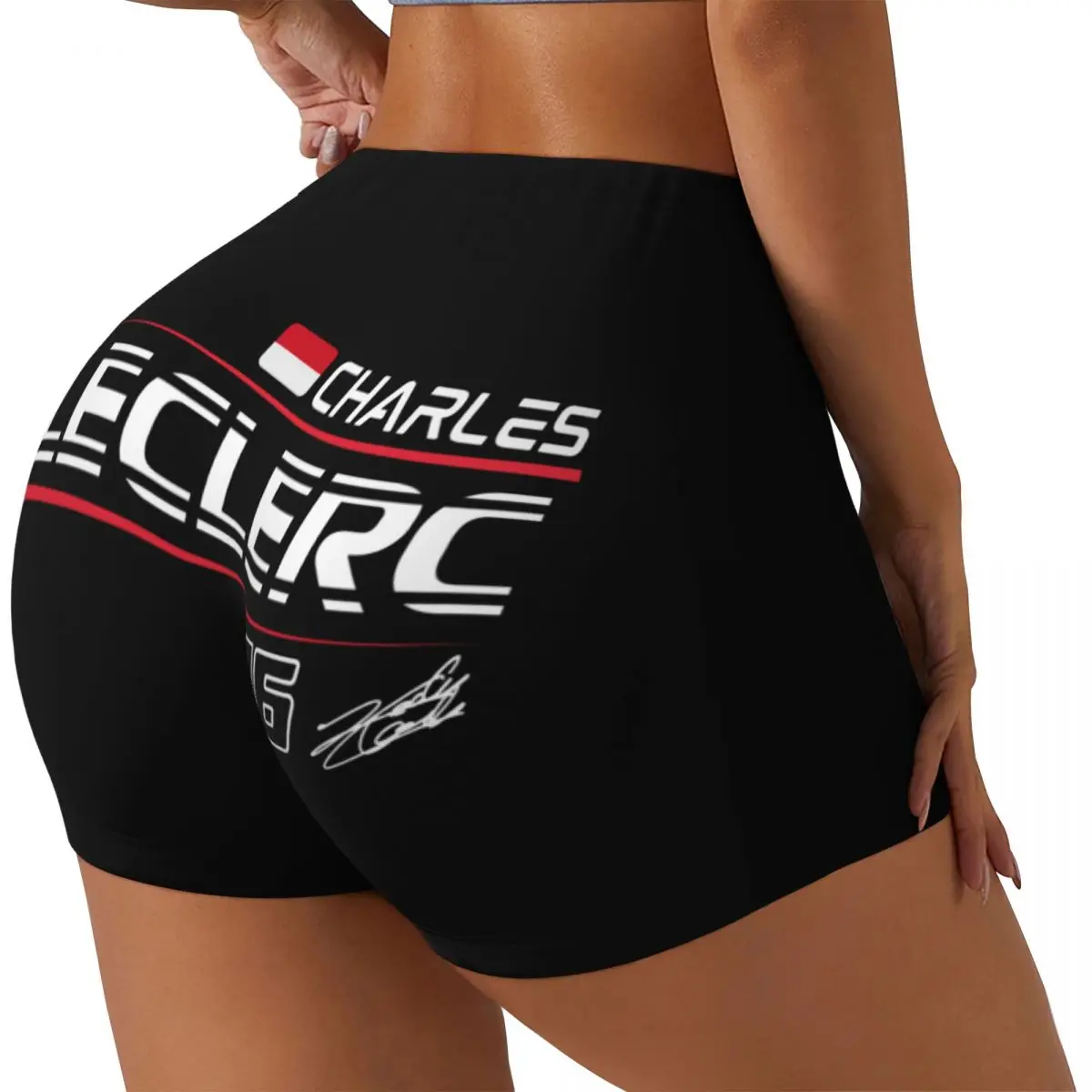 Custom Women Charles Leclerc 16 Sport Car Race Workout Yoga Shorts Gym Athletic Volleyball Biker Shorts