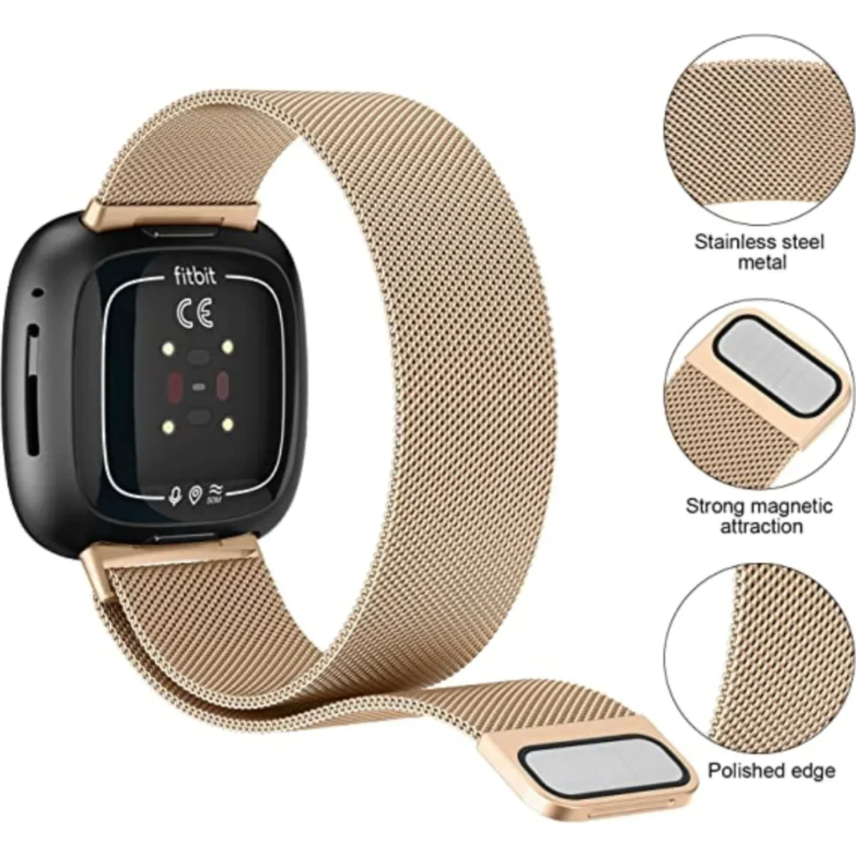 Milanese Strap for Fitbit Versa 1/2/3/4 Band Replacement Wristband Metal Stainless Steel Magnetic Loop Bracelet Accessories