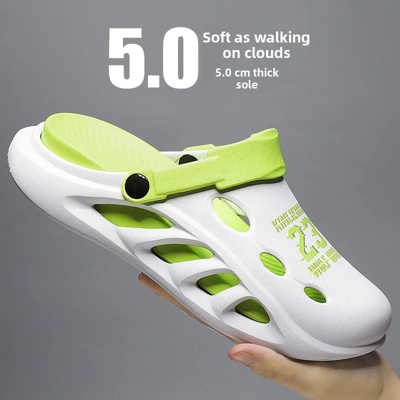 Men's 2026 New Summer Anti-Slip Sports Slippers Outdoor Wear Beach Head Covering Sensation Sandals Comfortable Breathable EVA