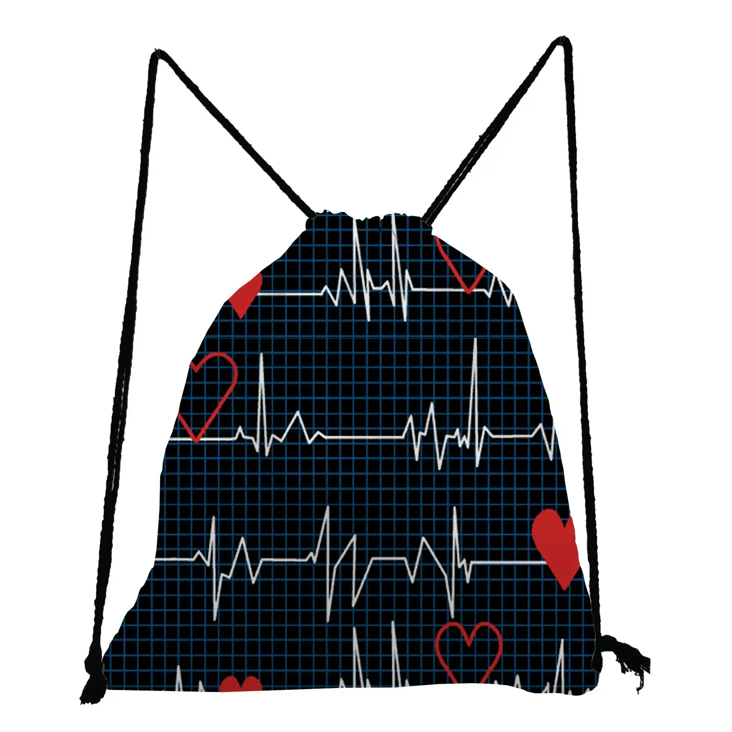 Electrocardiogram Pharmacy Print Backpack Nurse Drawstring Bags Preppy Style Book Bag Pretty Portable Teenage Boys Girls Bookbag