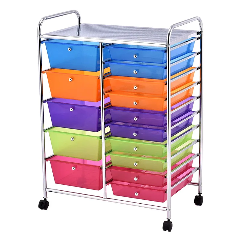 15 Drawer Rolling Storage Drawers Cart Tools Scrapbook Paper Office School Organizer Mobile Utility Storage Organizer Cart