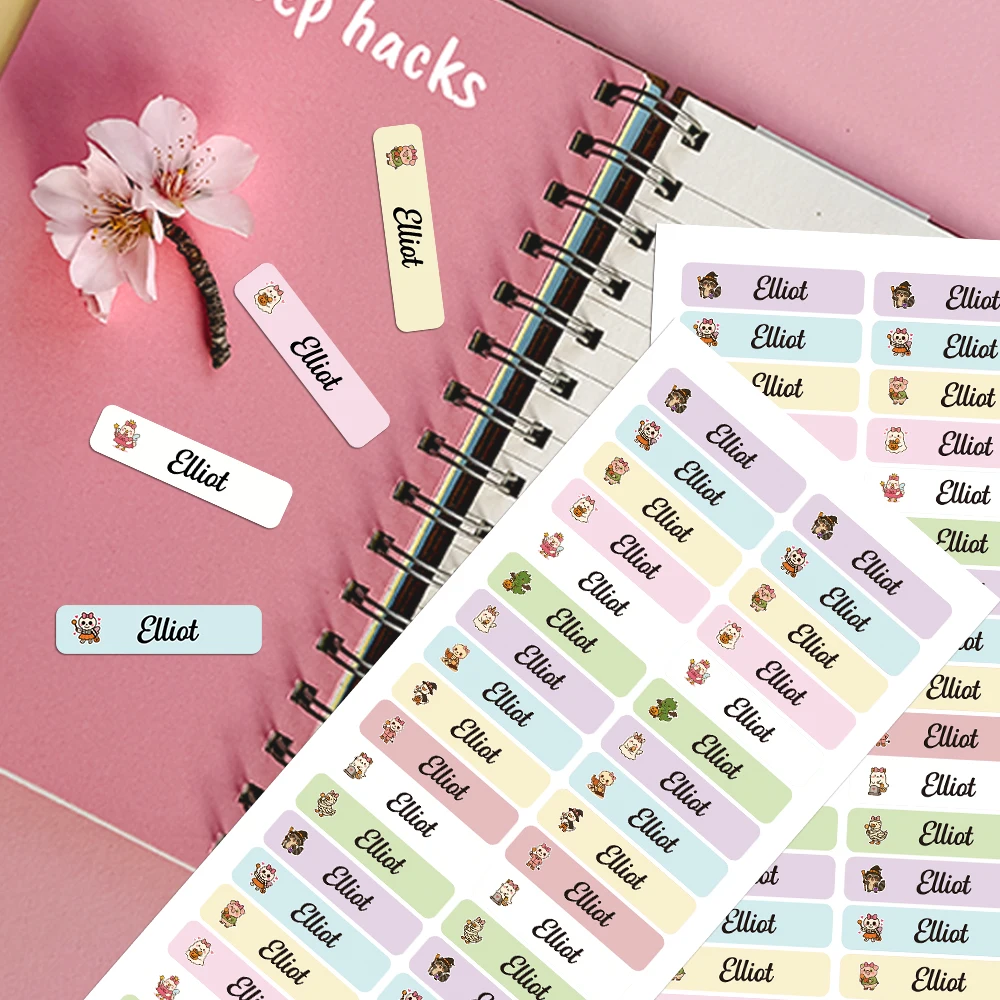 42/126/168pcs animals Custom Name Stickers Custom Tag Custom Label Water Cup Label For Office Supplies, Water Bottle Stickers