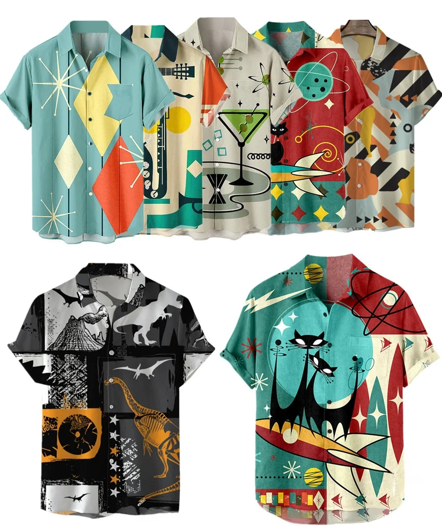 

Simple Printed Lapel ort Sve irt Youthful Spring Faion Slim Fit Casual Wear Iron-Free Procing Wide Angle Collar