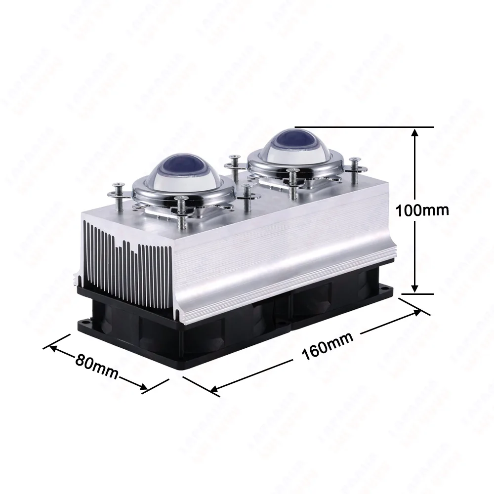 Dissipação de calor de alumínio do dissipador de calor LED Sistema de dissipação de calor + 60 90 120 graus Lente + Refletor + Suporte + 12V 110V 220V Ventilador Para 20W 30W 50W 100W LED Chip