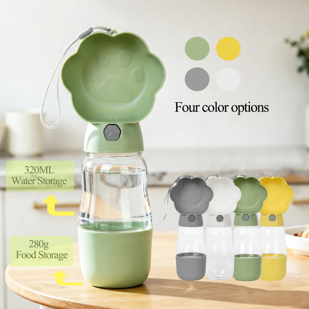 Dog Water Bottle 2-in-1 Portable Leakproof Pet Water Bowls with Food Container for Small Large Dogs Cats Puppies Walking Hiking