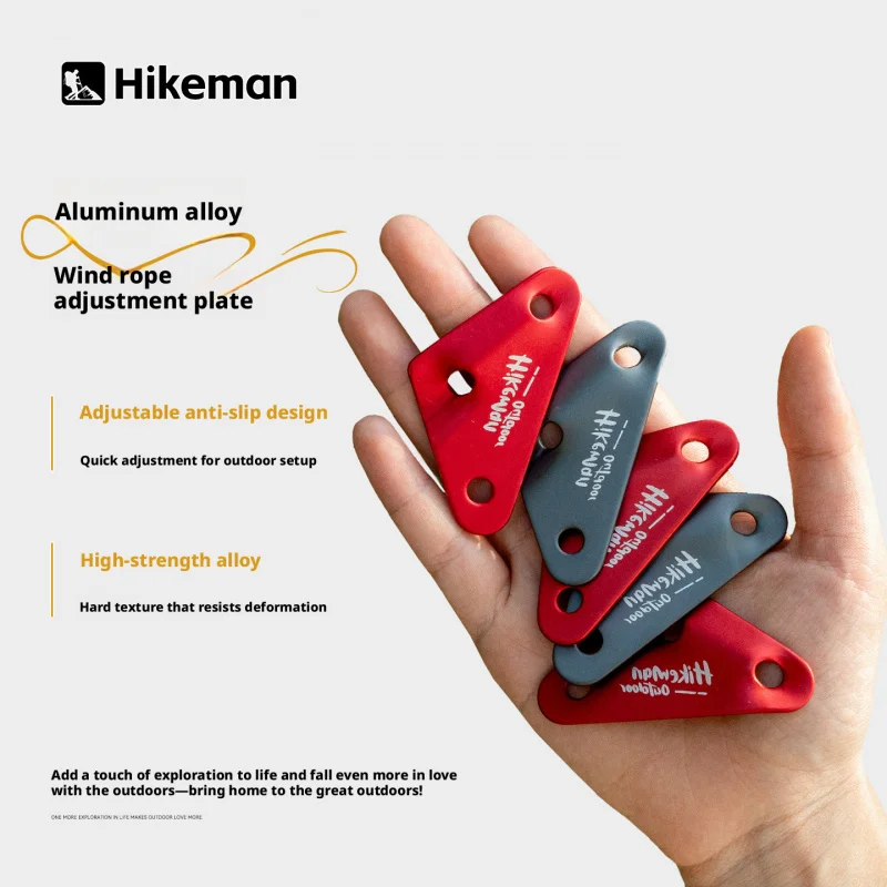 Hikeman 10pcs Camping Wind Rope Buckle Aluminum Alloy Anti-Slip Piece Tent Canopy Windproof Rope Triangular Fixed Rope Buckle