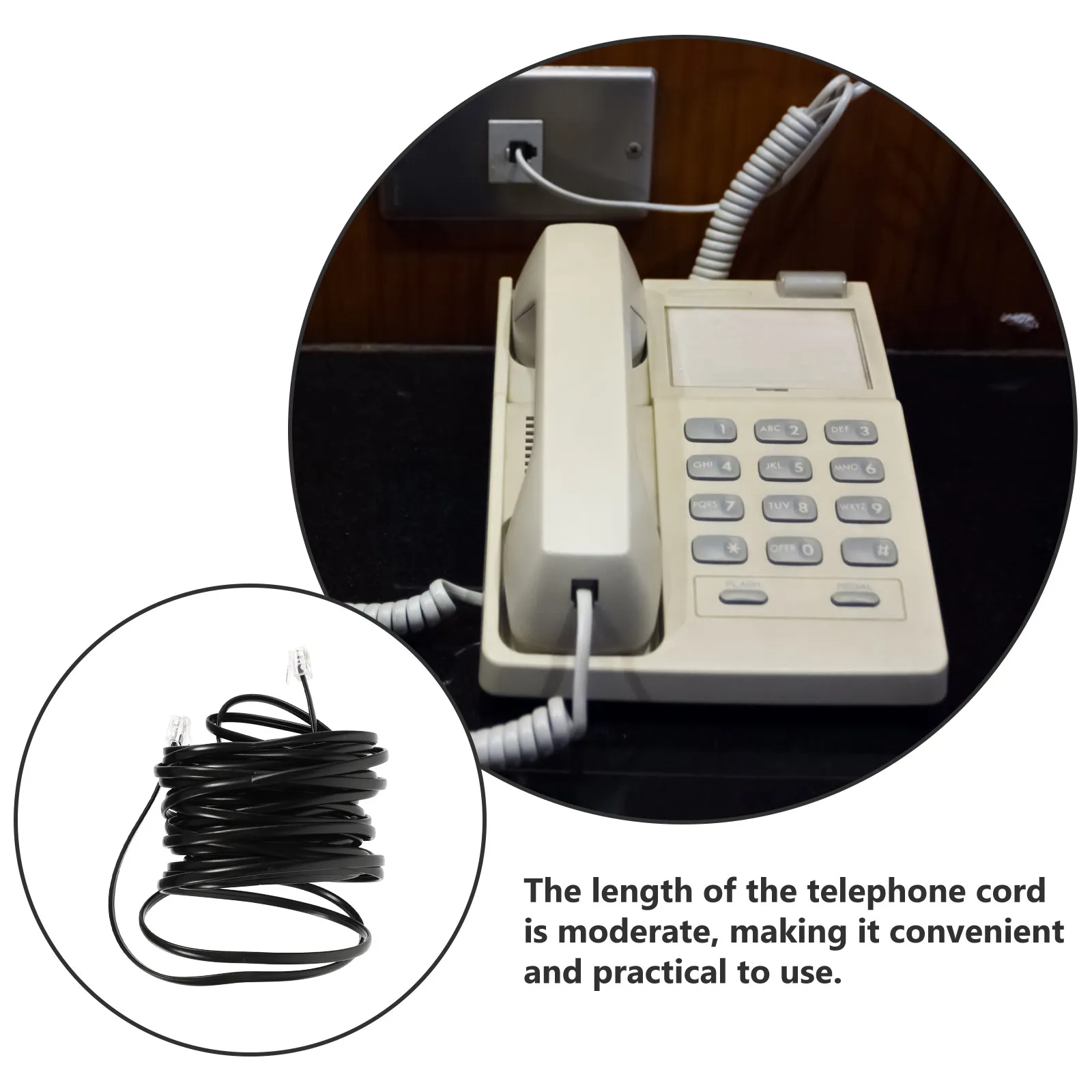 Telephone Replacement Cord Soft Durable Landlines Phone Cable Extension Wire Practical Phone Cord for Noise-Free Use