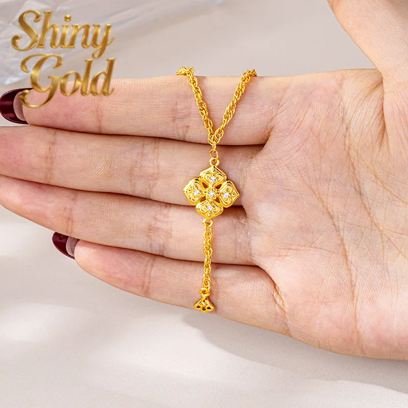 

Роскошное женское колье-цепочка на ключицу ShinyGold из чистого золота 9999 пробы с бриллиантами