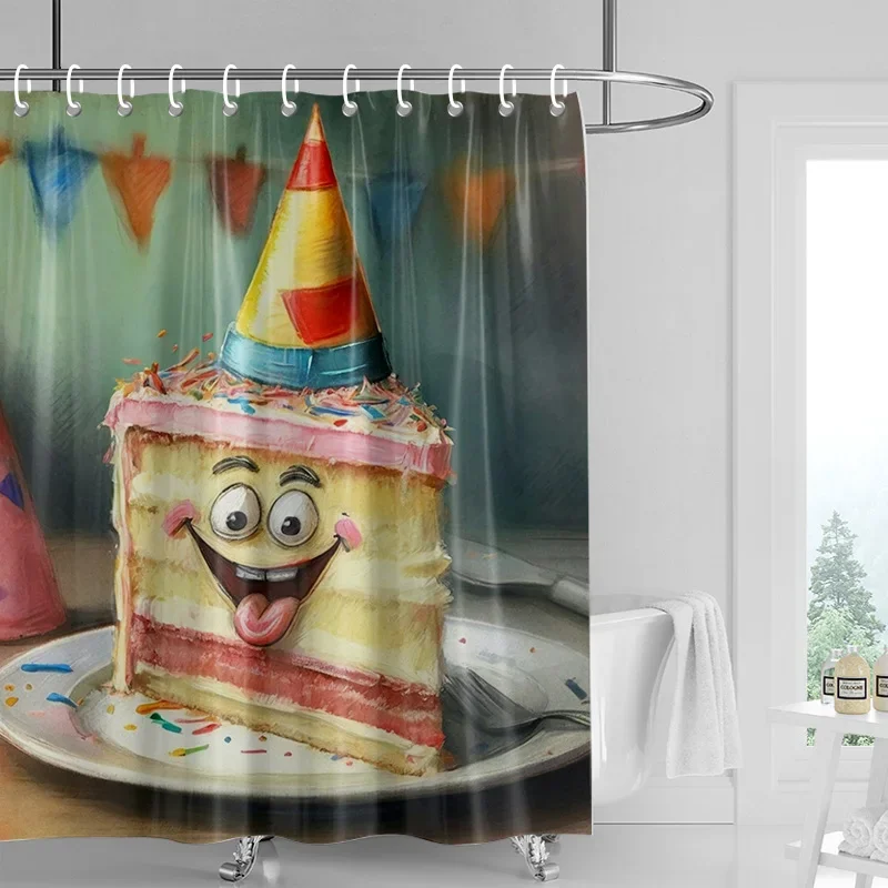 

Милая и необычная занавеска для душа в форме кекса, моющаяся грязеотталкивающая насадка для душа, водонепроницаемая полиэстеровая занавеска для ванны для домашнего декора