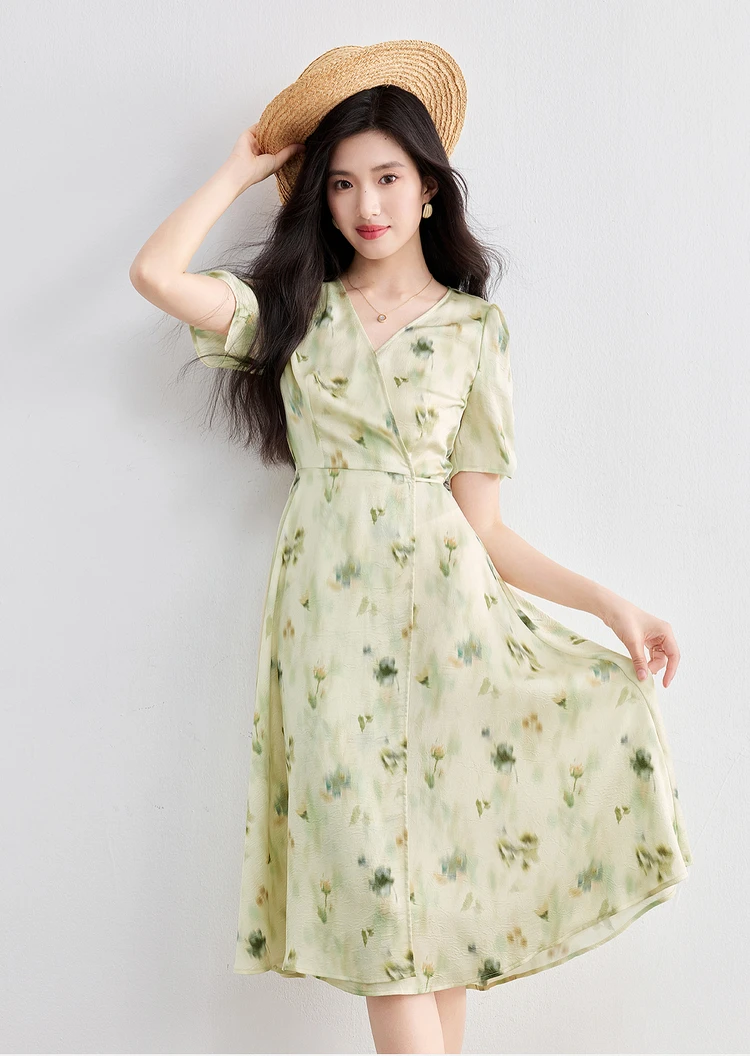 

SENTUBILA Women's Floral Dress 2025 New Collection Summer Elegant Style V-neck Print Dresses One-piece Ladies Clothing 152LO2075