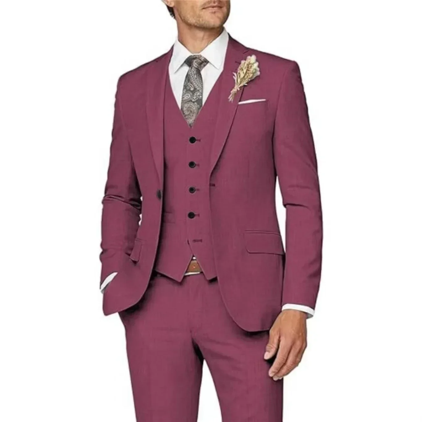 Formal Men Suits High Quality 2024 Men\'s Suit 3 Pieces Jacket Vest Pants Elegant Sets Of Clothes For Men Brides Wedding Dresses