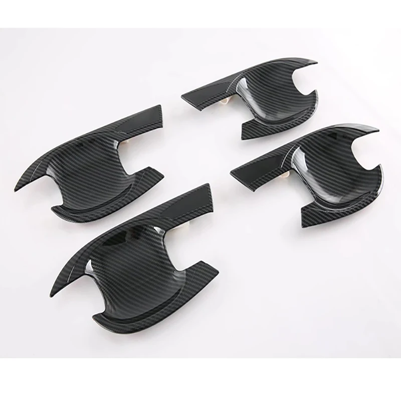 For Kia Mohave Borrego HM2 2019-2022 Carbon Fiber Style Door Handle Bowl Cover Cup Cavity Trim Insert Catch Molding Garnish