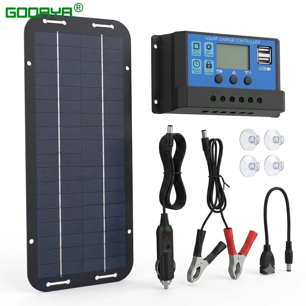 Monocrystalline Solar Panel Charger Battery Trickle Charger 12V Olt Power Solar Panel Solar Controler Charger Car Van Boat Kit
