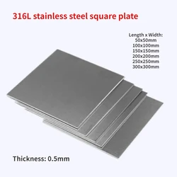 316 Stainless Steel Thick 0.5mm Square Plate Polished Plate Sheet 50x50 100x100 150x150 200x200 250x250 300x300mm