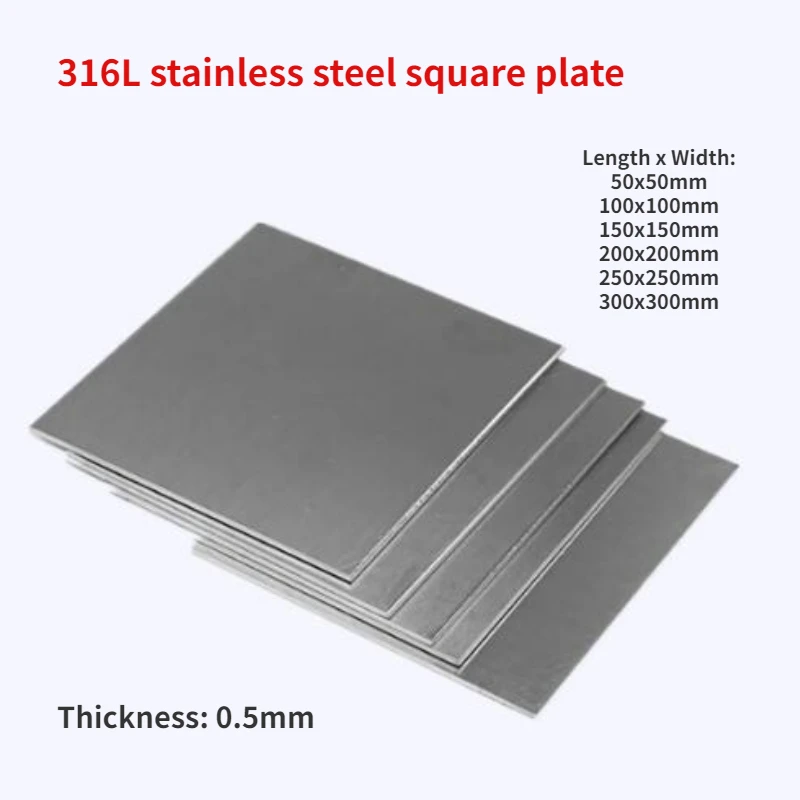 Polido Placa Quadrada 0.5 mm Folha Grossa 50×50 mm 100×100 mm 150×150 mm 200×200 mm 250 mm x 250 mm 300 Milímetros x 300 Milímetros Aço Inoxidável 316