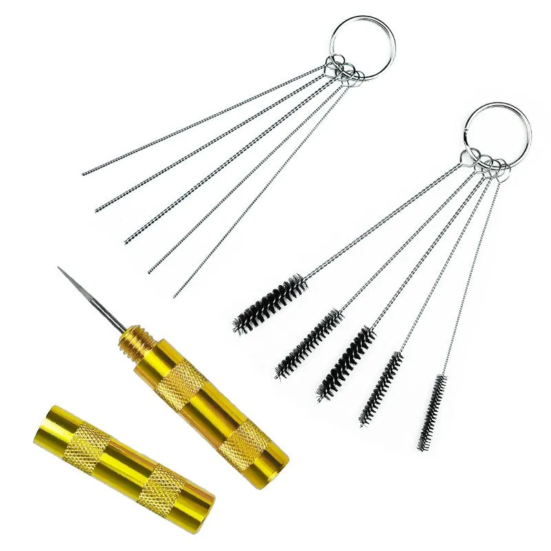 Kit de limpeza de aerógrafo, recipiente de 0.2/ 0.3/0.5mm com agulha e bico para pintura de vidro, frascos de vidro, filtro de pistola fosca, kit de