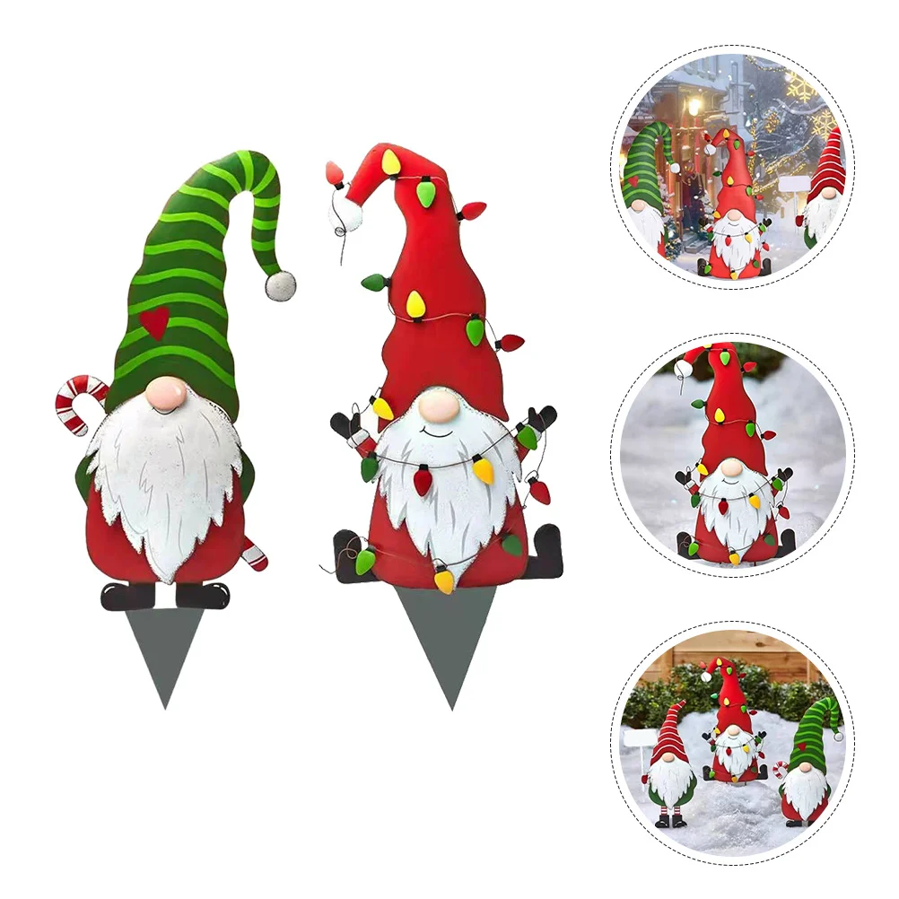 

2Pcs Christmas Yard Stakes Santa Garden Decor Outdoor Weather Resistant Ground Insert for Lawn Patio Holiday Xmas Ornament