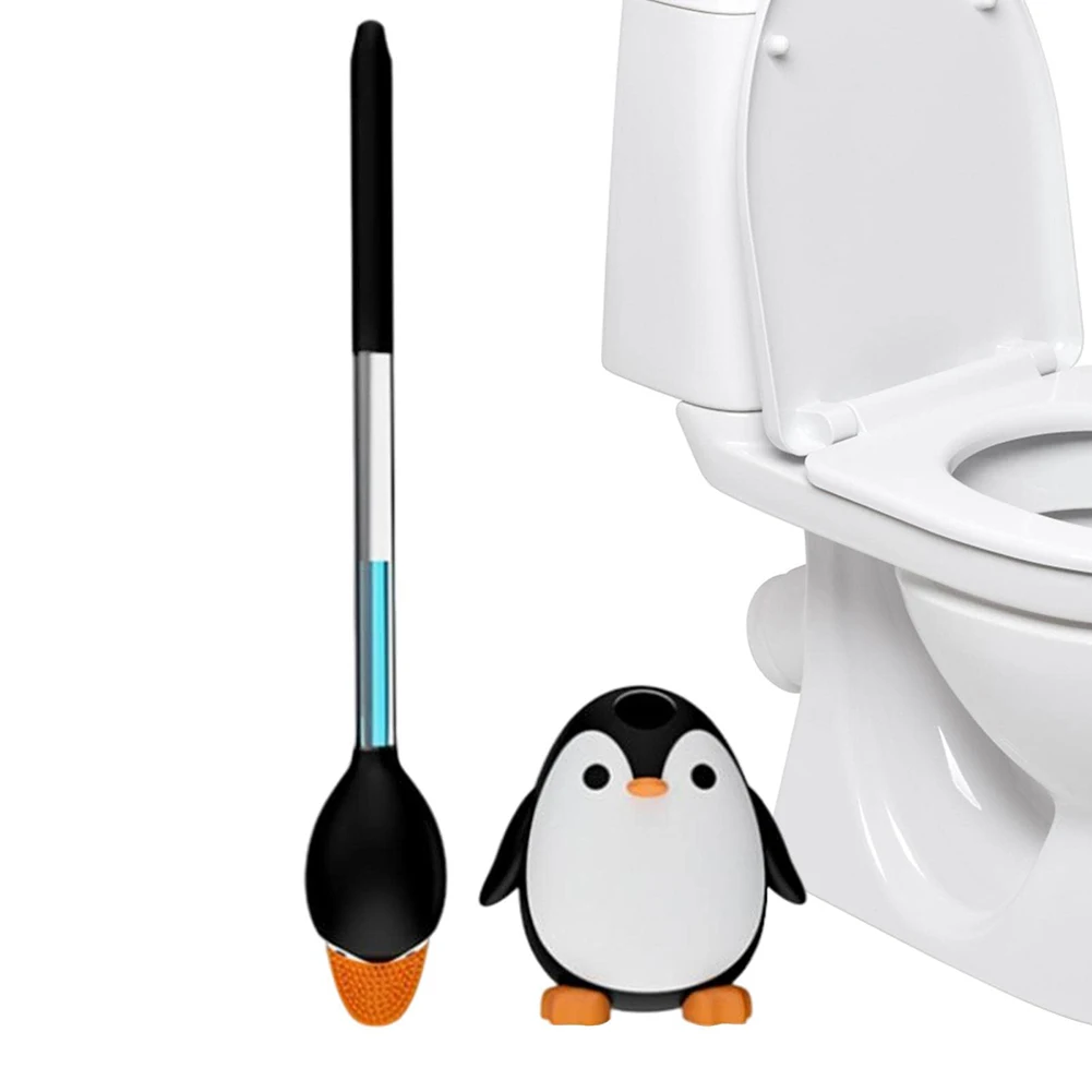 Penguin Shape Silicone Toilet Brush with Holder Soap Dispensing Toilet Scrubber Brush Toilet Cleaner Wc Bathroom Cleaning Tools