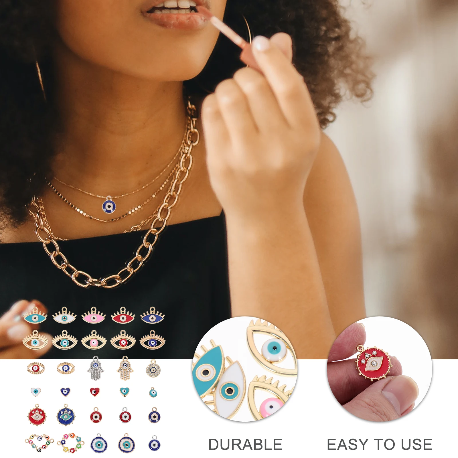 

30Pcs Evil Eye Charms Jewelry Making Pendants Smooth Surface Not Easy to Fade Evil Eye Charms DIY Jewelry Making Pendant