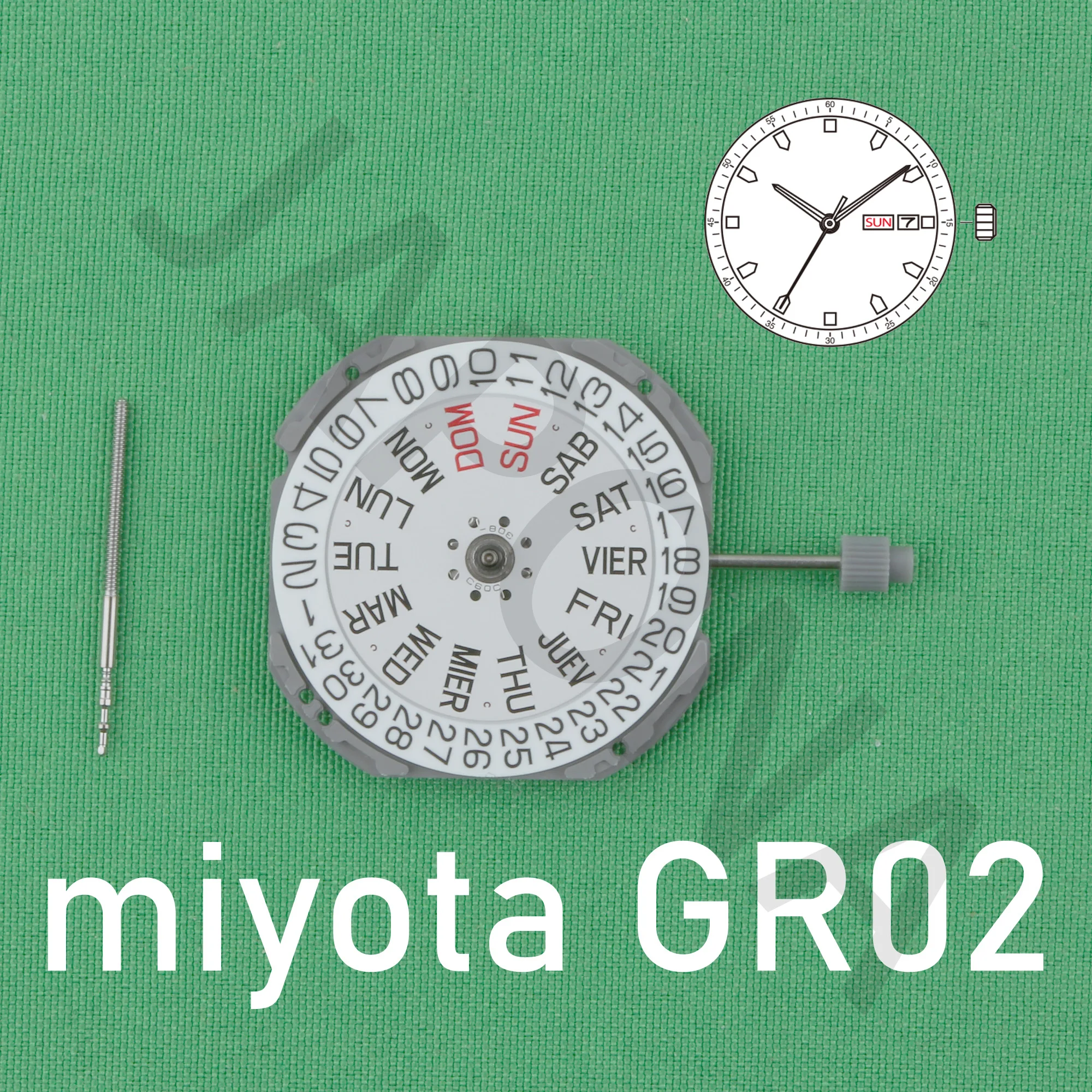 ميوتا حركة ضئيلة مع عرض اليوم والتاريخ ، 3 الأيدي يوم/تاريخ ، GR02 ، اليابانية والإنجليزية