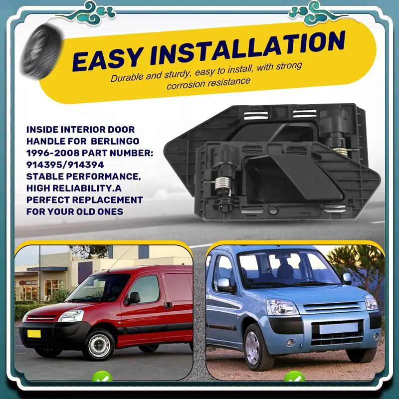 Premium Inside Interior Door Handle For Citroen Berlingo 1996-2008 Part Number: 914395/914394