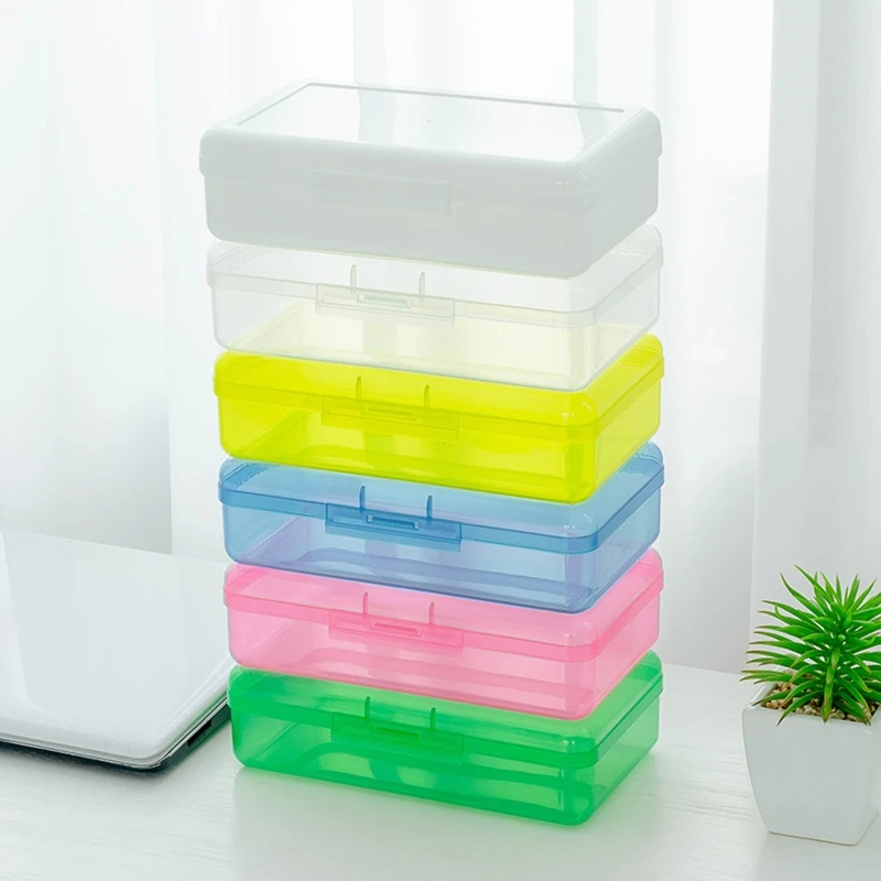 Transparent Pencil Box Hard Plastic Pencil Case Crayon Pen Box Sketch Pencil Case Stacking Office Supplies Organizer Box 24BB