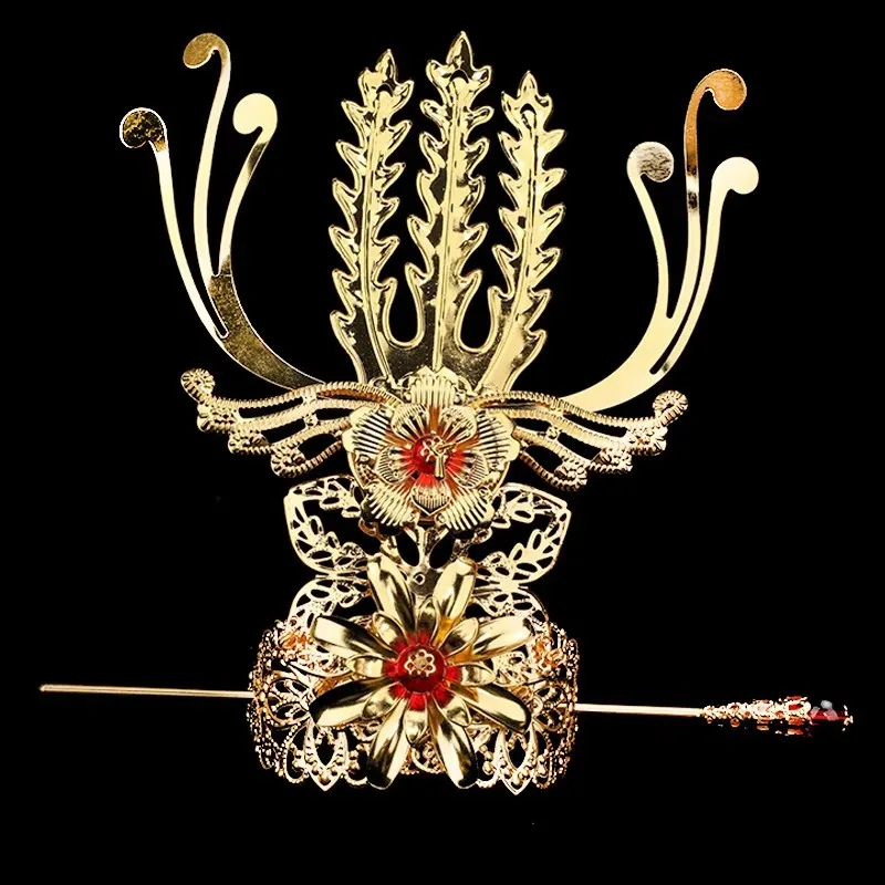 Antique Warrior Hair Crown Piece Wuxia Swordsman Childe Cosplay Accessories Ancient Dynasty Hanfu Headwear For Male Prince