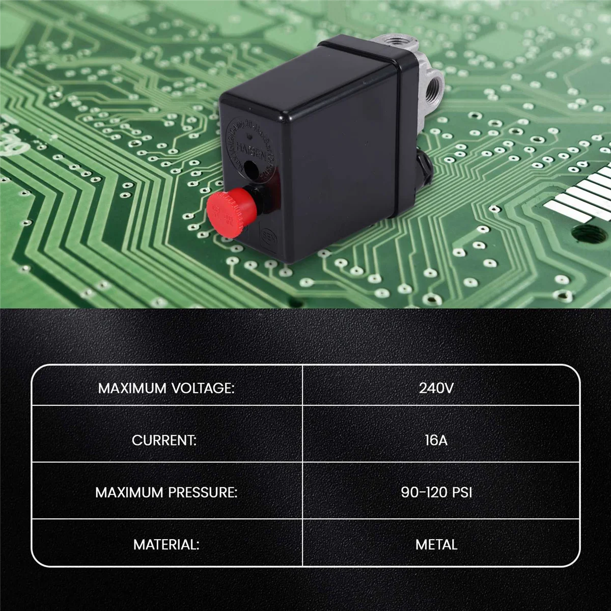 Heavy Duty Air Compressor Pressure Switch Control Valve 90 PSI -120 PSI Black