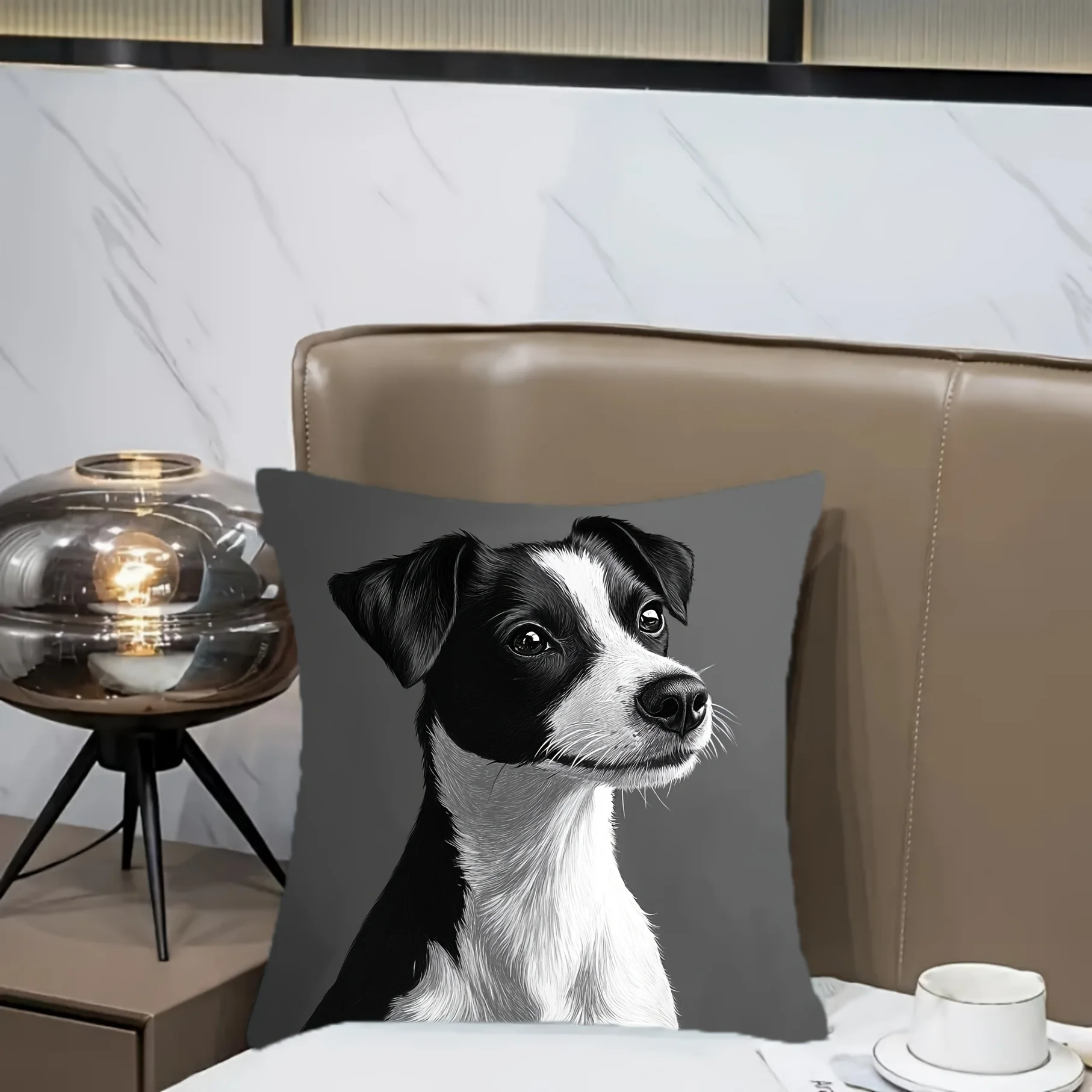 Cute Puppy Dog Illustration Throw Cushion Pillowcase Cover for Pet Lovers Modern Home Accent Decor 40x40cm