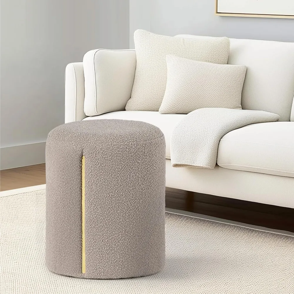 

Modern Round Ottoman, Multifunctional Vanity Stool Chair, Boucle Ottoman Footrest Stool Footstool Extra Seating for Living Room