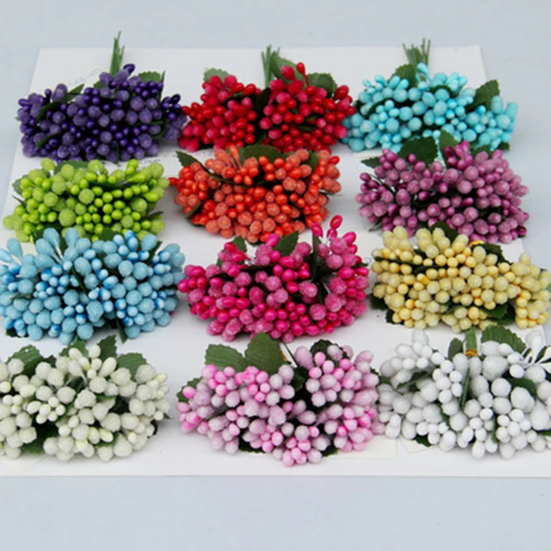 

12Pcs Colorful Mini Bud Stamen Garden Artificial Bouquet Wedding Decoration Handmade Crafts DIY Fake Flowers Home Decor Supplies