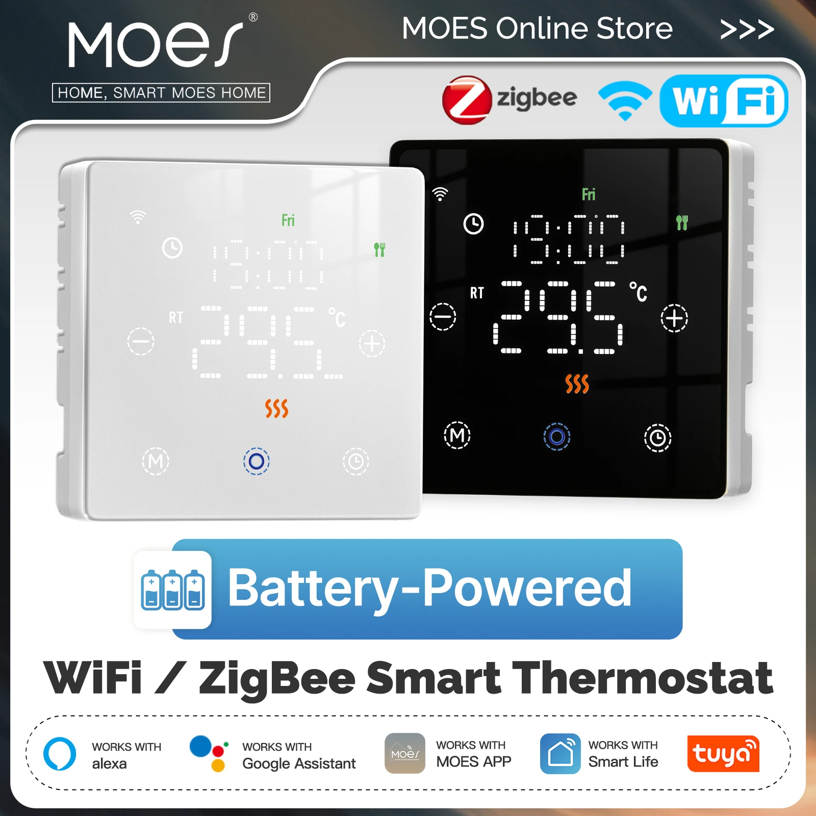 

MOES Tuya WiFi/ZigBee Smart Thermostat Battery-Powered Thermoregulator Gas Boiler Temperature Controller by Alexa Google Home