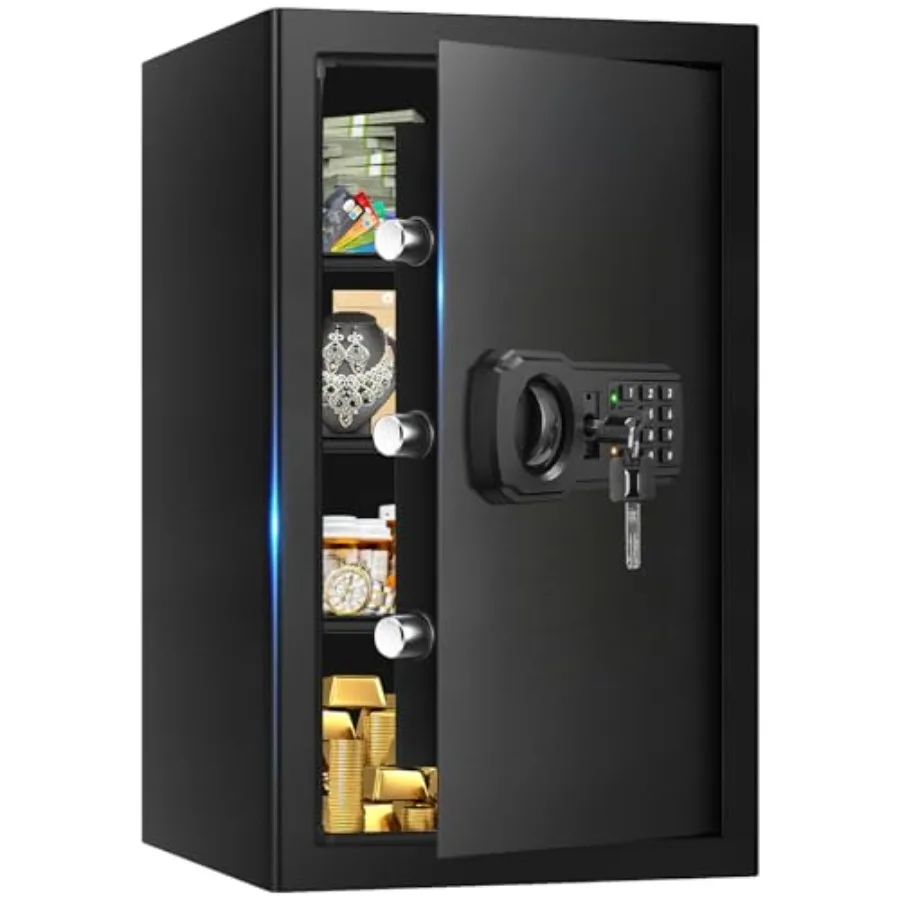 

Сейф для дома объемом 5.1 куб. футов, большой, цифровой, огнестойкий, с программируемой клавиатурой, запасными ключами и съемной полкой, защита от кражи