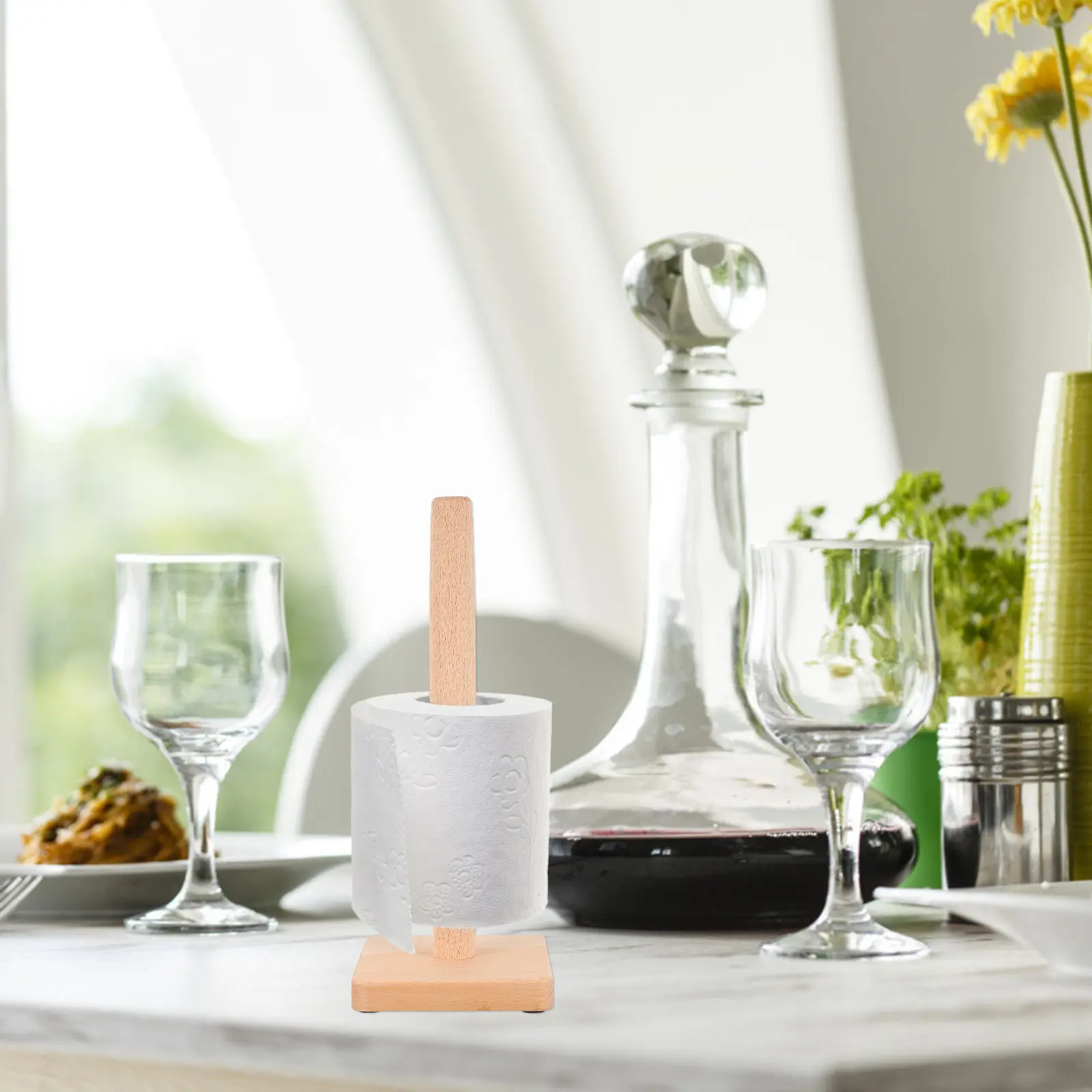 

1Pcs Standing Toilet Paper Holder Simple Wood Roll Storage Organizer Bathroom Kitchen Tissue Rack Paper Towel Rod Accessories