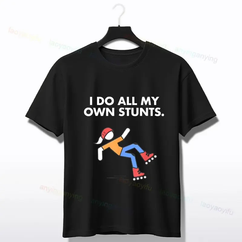 Get Well Funny Roller Skating Accident I Do My Own Stunts T-ShirtTrendy Short-sleev O-neck Cotton Humor Style Tshirt Streetwear