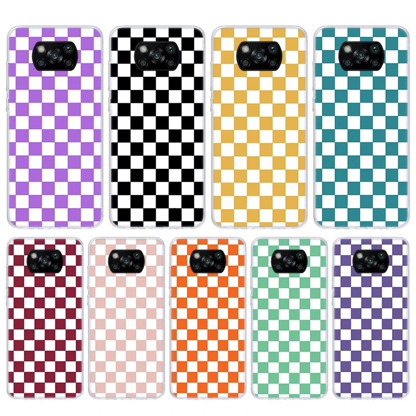 Retro Classic Chess Board Grid Silicon Phone Case For Xiaomi Poco X3 Nfc X5 X6 X7 F6 F5 Pro M5S M5 X4 F4 GT M4 M3 F3 F2 F1 Cover