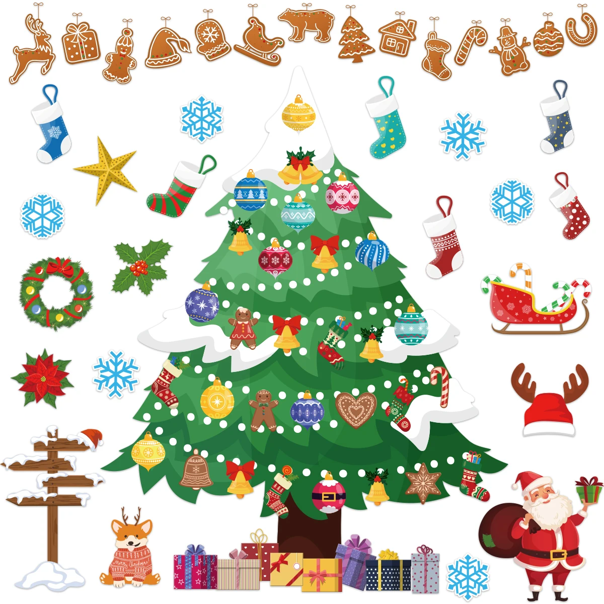 

Christmas Theme Party Wall Blackboard Newspaper Christmas Tree elk Snowflake Card Stickers Decor Supplies Scene Atmosphere Decor