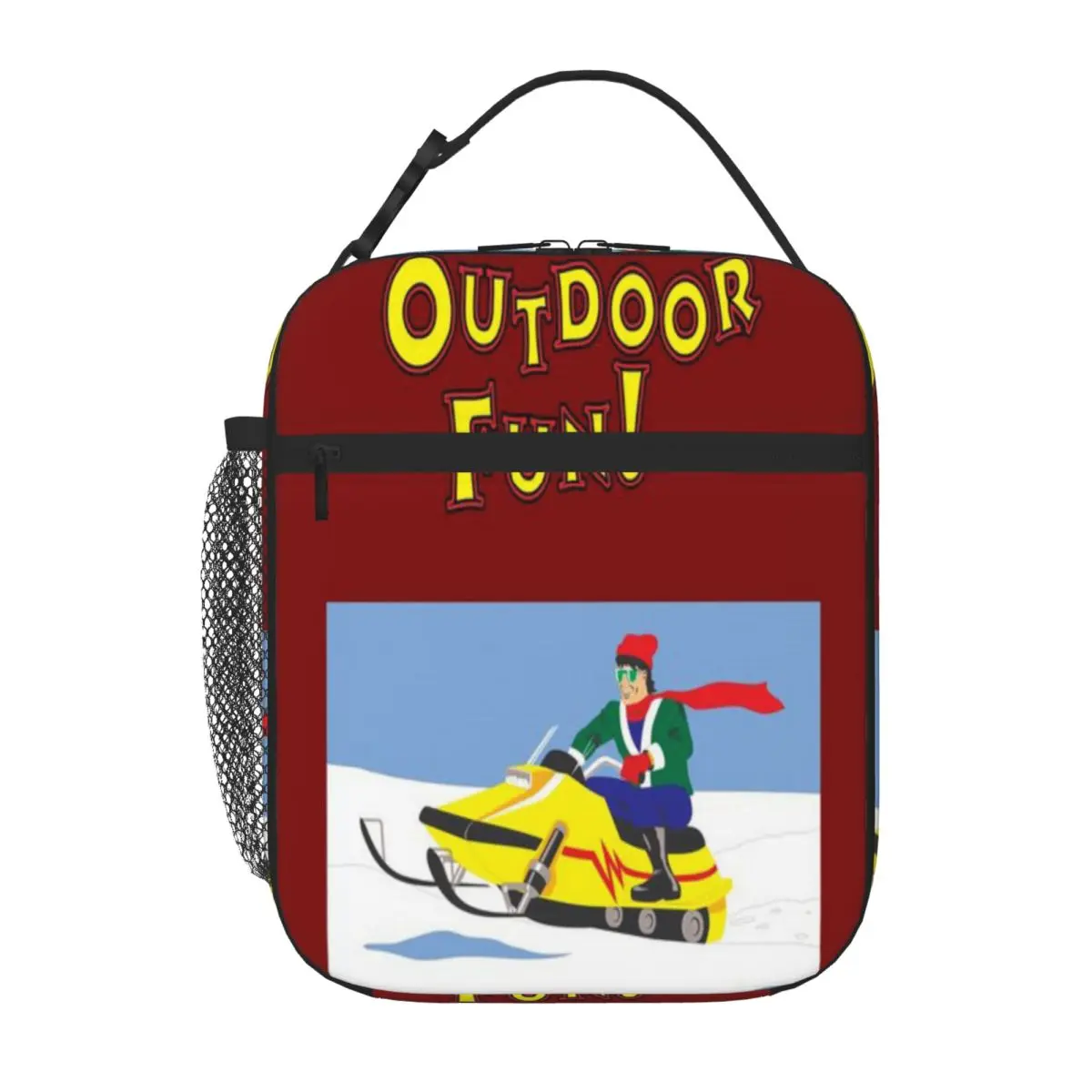 Hot Sale Outdoor Fun - Snow Mobile Letter Print Sports Lunch Bag Safari Lunch Food Tote Bag