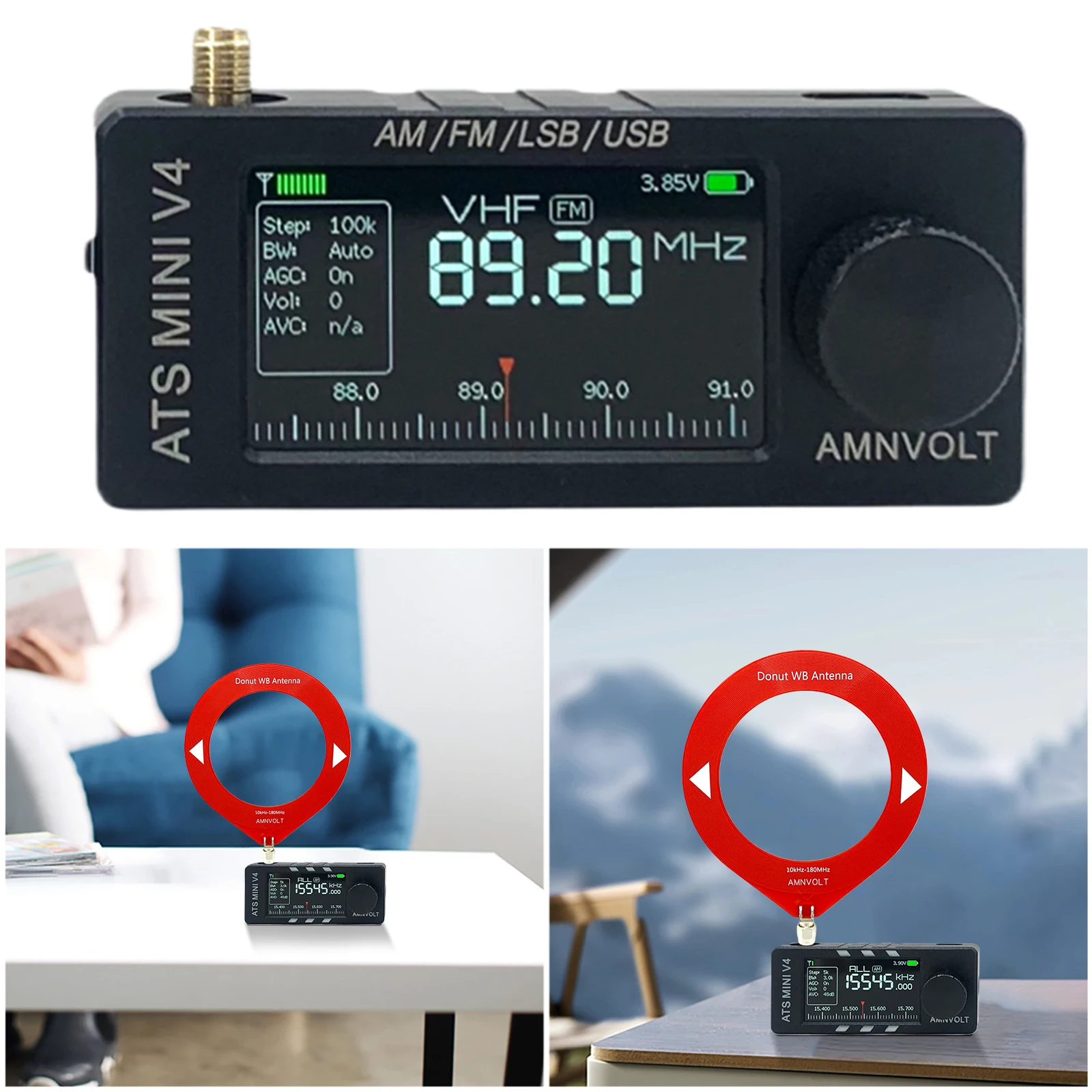 

Портативный AM/FM-радиоприемник с усилителем для наушников, DSP-радио Si4732, 1,9-дюймовый IPS-экран для прогулок, походов, кемпинга