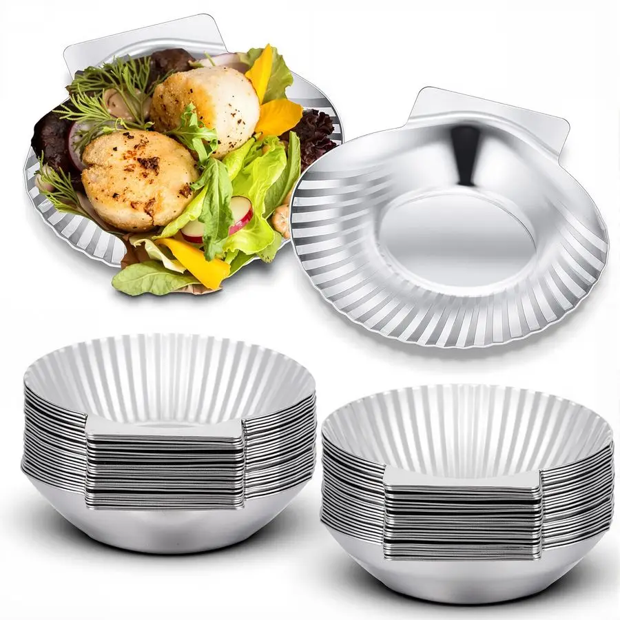 

50 шт. многоразовых универсальных форм для гриля из нержавеющей стали в форме гребешков, большие формы для гриля и запекания для приготовления овощей