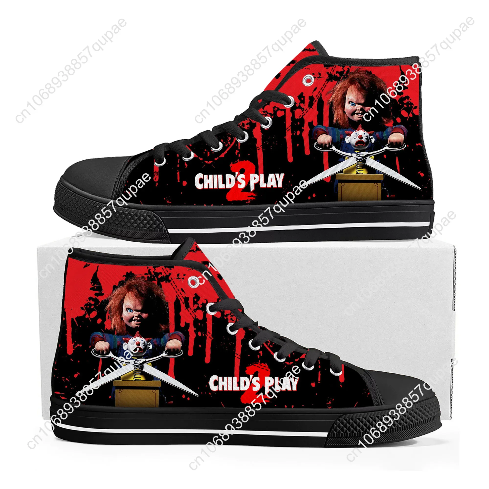 Horror Movie Childs Play Chucky High Top High Quality Sneakers Men Women Teenager Canvas Sneaker Casual Couple Shoes Custom Shoe