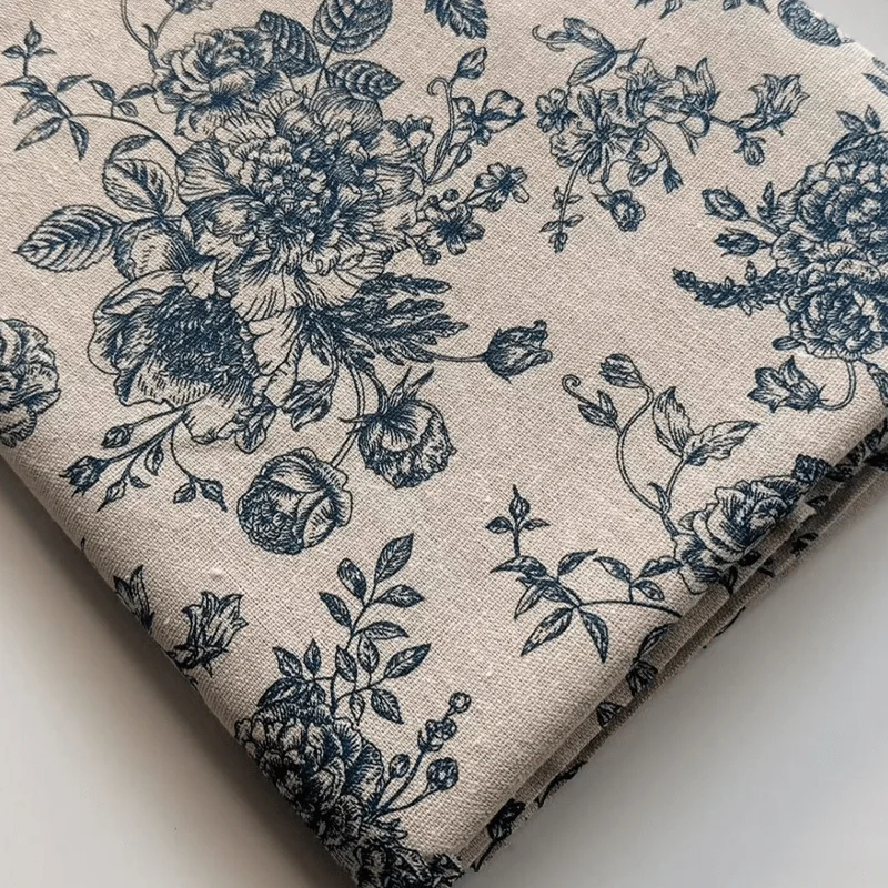 Cotton and Linen Fabric Tablecloth with Linen Print, Handicraft Fabric, Simple Curtains - view 5
