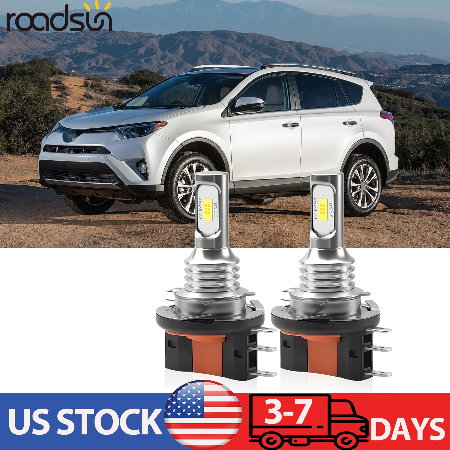 H15 High Beam LED Headlight Bulbs 22000LM Super Bright 6000K White 100W DC12V Auto Lamp Bulbs No Turbo Fan Plug&Play Daytime Running Lights