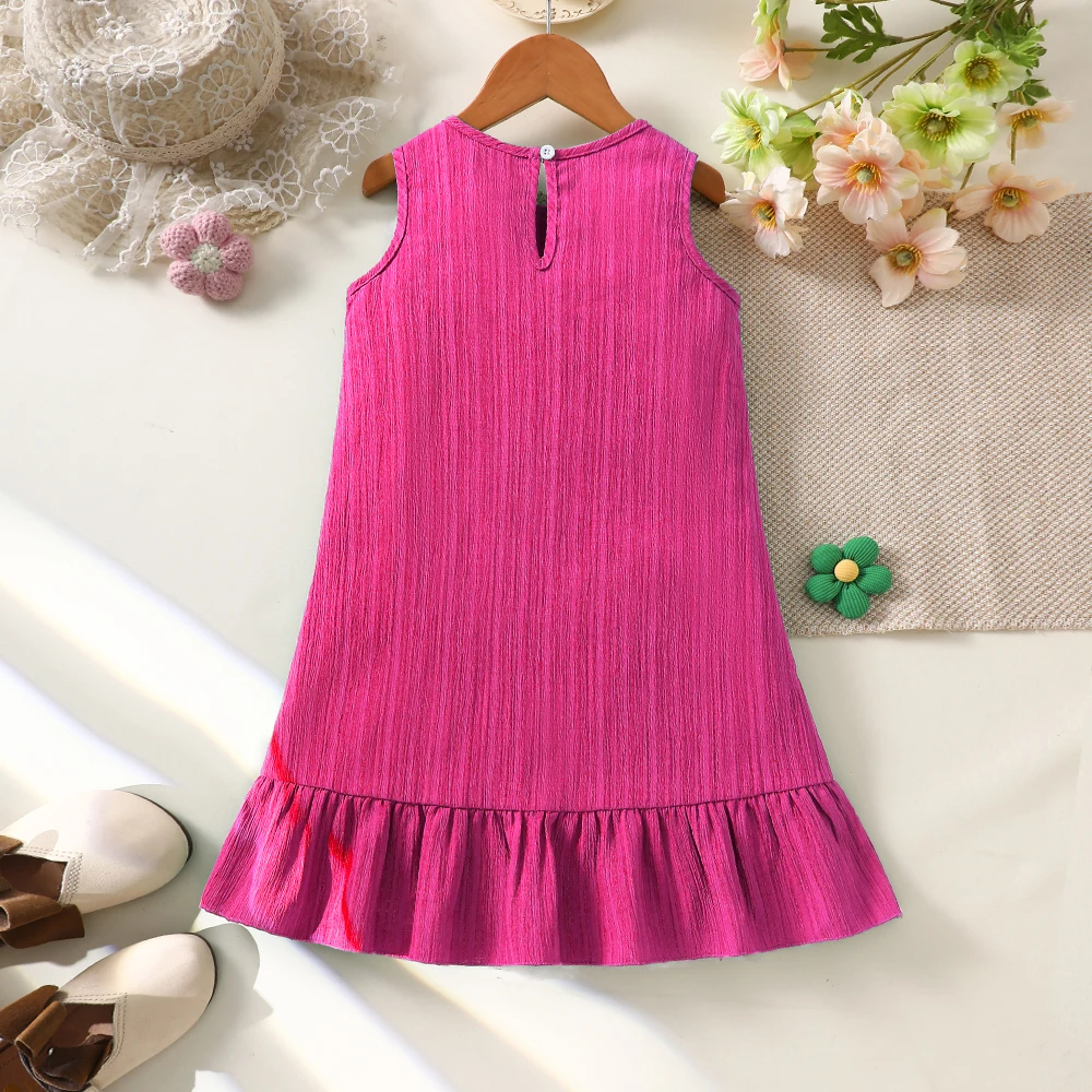 Girls' summer three-dimensional floral sleeveless vest dress, casual vest dress
