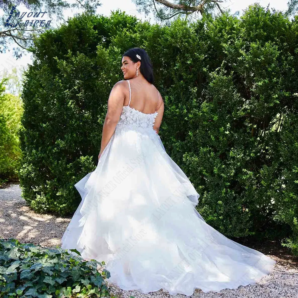 LAYOUT NICEB spaghetti Strap Plus Size abito da sposa Backless senza maniche abiti da sposa a-line Tulle vestido de novia Custom MadeNICEB-vestido de novia sin mangas con Espalda descubierta, traje de novia de talla gr