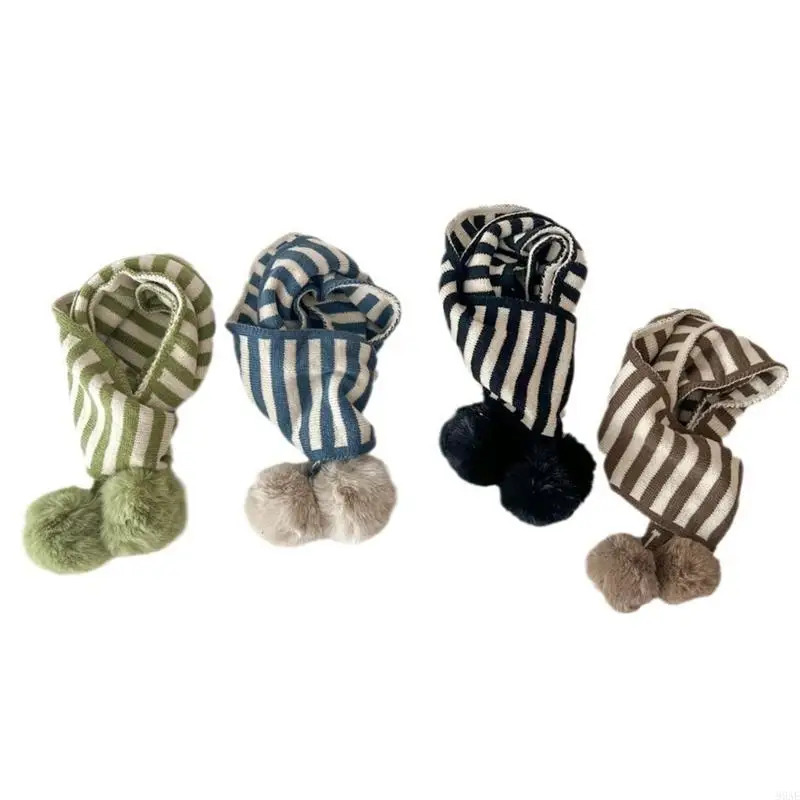 

95AE Stylish Striped Scarf for Kids Winter Accessories Suitable for Cold Weather Gift