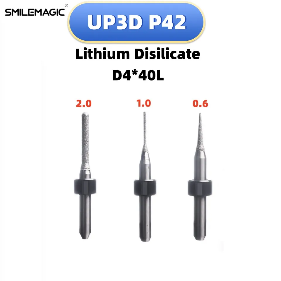 

UP3D P42 0.6/1.0/2.5mm Dental Lab Diamond Coated Grinding Tools for Emax Glass Ceramics Composite Resins Titanium Rods