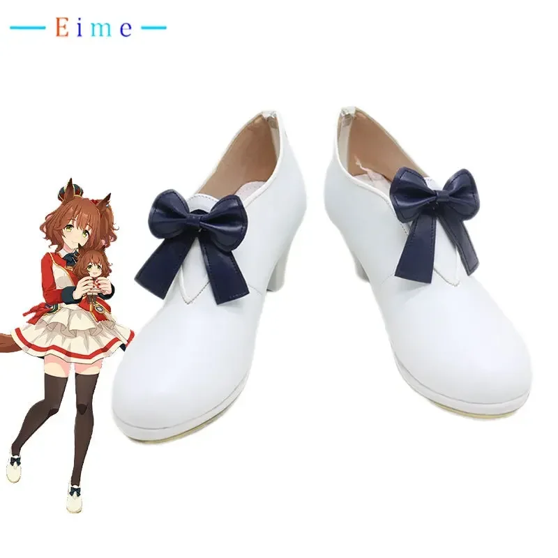 Game Pretty Derby Aston Machan Cosplay Shoes Halloween Carnival Boots Cosplay Props White High Heel PU Leather Shoes Custom Made