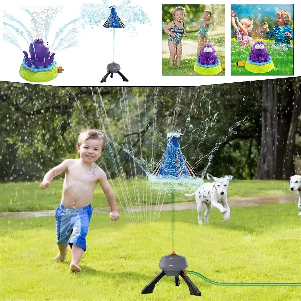 

Water Spray Sprinkler for 3-6 Kids 2 in1 Rotating Octopu Sprinkler Summer Outside Garden Lawn Water Toy Gift D7P5